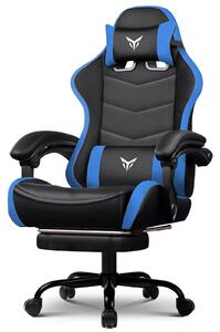 GTPLAYER Sedia da gioco Sedia da ufficio Sedia da gioco ergonomica con poggiapiedi, poggiatesta regolabile e supporto lombare, poltrona da gioco, blu