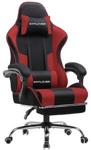 GTPLAYER Sedia da ufficio Sedia da gioco Poltrona da gioco in tessuto Sedia da gioco ergonomica con poggiapiedi, poggiatesta cuscino lombare, sedia da gioco imbottita, ROSSA