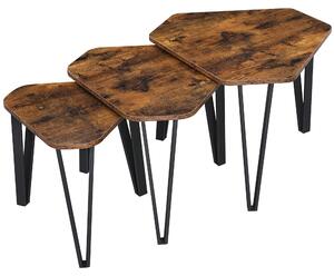 Tavolini - Leobert - Marrone Rustico/Nero - 58,7 X 51,9 X 45,5 Cm - Set Da 3