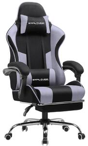 GTPLAYER Sedia da ufficio Sedia da gioco Poltrona da gioco in tessuto Sedia da gioco ergonomica con poggiapiedi, poggiatesta cuscino lombare, sedia da gioco imbottita, viola