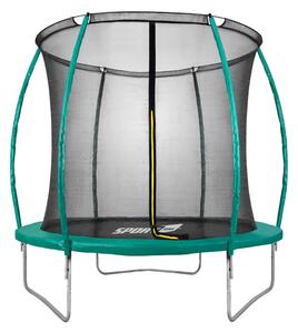 Trampolino Tappeto Elastico Ø183x200 cm in Acciaio con Rete di Protezione Verde e Nero