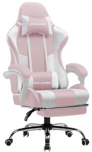 GTPLAYER Sedia da ufficio Sedia da gioco Poltrona da gioco in tessuto Sedia da gioco ergonomica con poggiapiedi, poggiatesta cuscino lombare, sedia da gioco imbottita, rosa