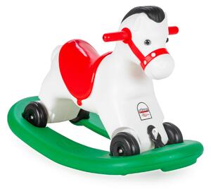 Cavallo a Dondolo Multifunzione 35x77x50 cm Primipassi con Ruote Bianco