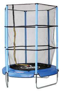 Trampolino Tappeto Elastico Ø140x185 cm in Acciaio con Rete di Protezione Blu