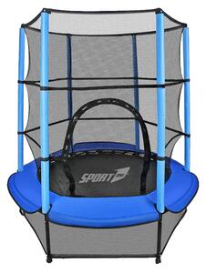 Trampolino Tappeto Elastico Ø140x185 cm in Acciaio con Rete di Protezione Blu