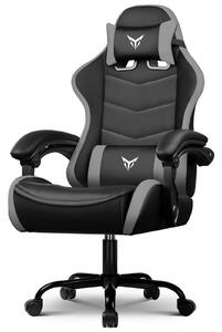 GTPLAYER Sedia da gioco Sedia da ufficio Sedia da gioco ergonomica con poggiatesta e supporto lombare regolabili, poltrona da gioco, grigia