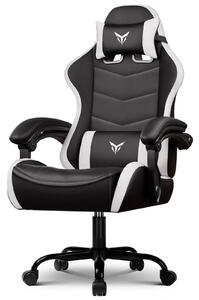 GTPLAYER Sedia da gioco Sedia da ufficio Ergonomica, sedia da gioco con poggiatesta e supporto lombare regolabili, poltrona da gioco, bianca