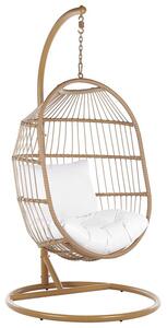 Sedia a uovo sospesa Sedile in corda beige Supporto in metallo Cuscino morbido Boho Rustico Beliani