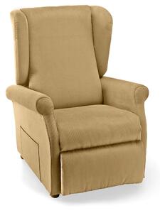 Poltrona Alzapersona Elettrica 2 Motori 75x107x84 cm con Ruote in Tessuto Dispositivo Medico 1 Beige