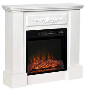 Camino Elettrico da Pavimento 81x29x76 cm Effetto Fiamma 2000W Versaille Bianco