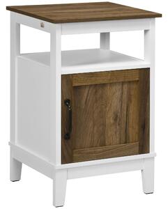 Comodino 1 Anta 1 Ripiano 38,5x35x59,7 cm in Legno Truciolare Bianco