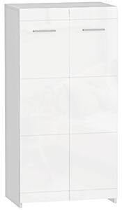 Scarpiera da Ingresso 55x36x108 cm Moderna con 5 Ripiani Regolabili in Legno Bianco Lucido
