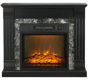 Camino Elettrico da Pavimento 80x21,6x67,8 cm 1800W Effetto Fiamma Nero