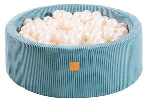 Piscina di palline turchese in velluto a coste ø 90x30 cm Montessori – Meowbaby