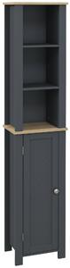 Mobile a Colonna per Bagno 1 Anta 3 Ripiani 34x23x165 cm in MDF e Legno Truciolare Grigio