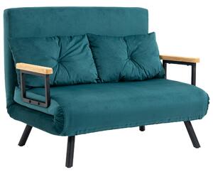 Divano Letto 2 Posti 102x73x81 cm in Tessuto Effetto Velluto Verde