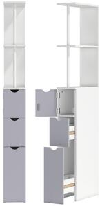 HOMCOM Mobiletto Bagno a Colonna Salvaspazio con 2 Cassetto, Armadietto e Ripiano Apert, in pannelli MDF, Bianco, 15x33x136.5cm|Aosom Italy