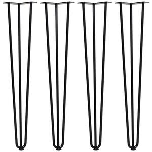 Set 4 Gambe per Tavolo 12x12x71 cm in Acciaio Preforato Nero