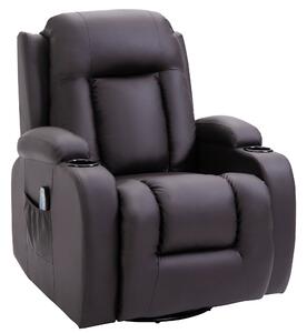 Poltrona Relax Massaggiante a 8 Punti 85x94x104 cm Reclinabile con Telecomando in Similpelle Marrone