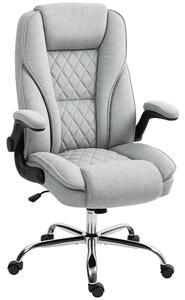HOMCOM Sedia da ufficio, poltrona ergonomica, altezza regolabile, braccioli ribaltabili, 70 x 70 x 114-122 cm, grigio | Aosom Italy