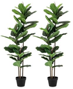 Set 2 Piante Artificiali con Vaso 100x60x145 cm Ficus Lyrata in Plastica