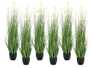 Set 6 Piante Artificiali con Vaso Ø 45x110 cm Eriophorum in Plastica Bianco