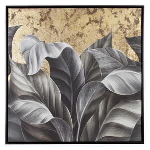 Quadro con Cornice 82,6x4,3x82,6 cm Foglie in Tela