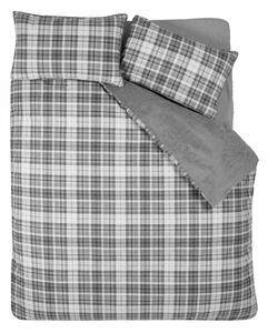 Set copripiumino e federa grigio in sherpa per letto singolo 135x200 cm Cosy Sherpa Check – Catherine Lansfield