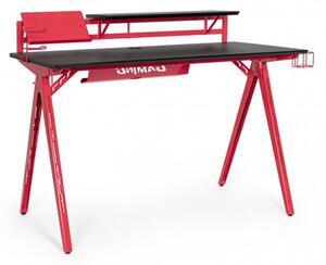 Scrivania Gaming 135,5x60x95 cm Gaming in MDF Rosso-Nero