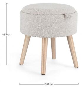 Sgabello Contenitore Ø 39x42,5 cm Zoya in Bouclè Grigio