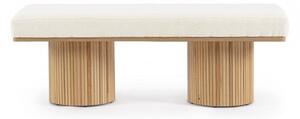 Panca 2 Posti 122x46x42,5 cm Cozy Japandi in Bouclè Bianco