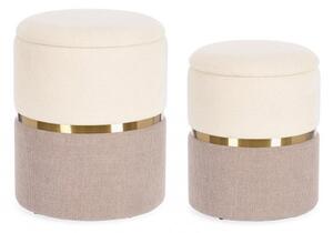 Set 2 Pouf Contenitore Radinka in Tessuto Bianco Rosa
