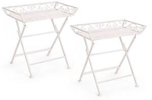 Set 2 Tavolini 63x40x60 cm Emily in Acciaio