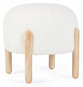 Sgabello Ø 45x38 cm Dalia in Bouclè Bianco