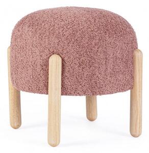 Sgabello Ø 45x38 cm Dalia in Bouclè Rosa Antico