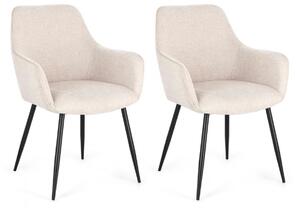 Set 2 Sedie 58x63x85,5 cm Cora in Tessuto Nero e Beige