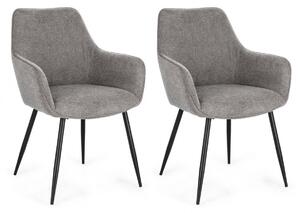 Set 2 Sedie 58x63x85,5 cm Cora in Tessuto Nero e Grigio Scuro