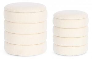 Set 2 Pouf Contenitore Katerina in Bouclè Bianco