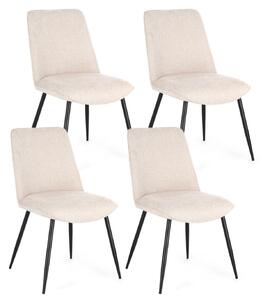Set 4 Sedie 48x62x84 cm Cora in Tessuto Nero e Beige