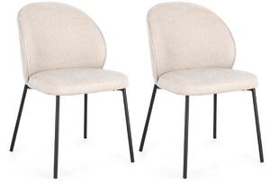 Set 2 Sedie 54x60x83 cm Wendy in Tessuto Nero e Beige