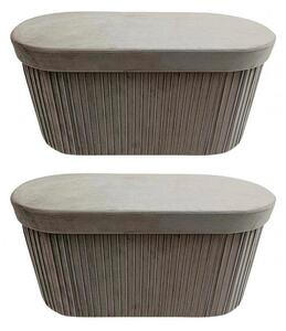Set 2 Pouf Contenitore 76x38x38 cm Jocelyn in Velluto Beige
