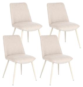 Set 4 Sedie 48x62x84 cm Cora in Tessuto Beige e Beige