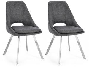 Set 2 Sedie 45x49,5x85 cm Kashar in Tessuto Grigio Scuro
