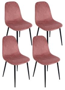 Set 4 Sedie 52,5x42,5x90 cm Irelia in Velluto Rosa