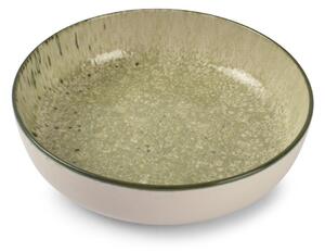 Piatto fondo verde/color crema in gres ø 18,5 cm Gravel – ONA