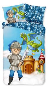Set copripiumino e federa da bambini blu in cotone per letto singolo ed esteso 140x220 cm Knight – Good Morning