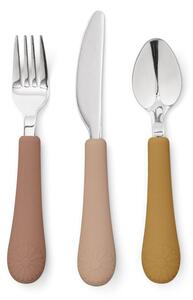 Posate per bambini giallo ocra/color terracotta in silicone 3 pz Tuscany Mix – Cam Cam Copenhagen