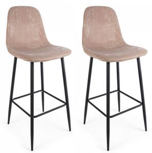 Set 2 Sgabelli 46x39x103 cm Irelia in Velluto Tortora