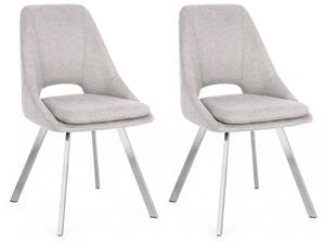 Set 2 Sedie 45x49,5x85 cm Kashar in Tessuto Grigio Chiaro