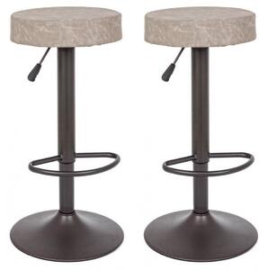 Set 2 Sgabelli Regolabile 35x35x64/85 cm Piper in Ecopelle Grigio Chiaro Vintage